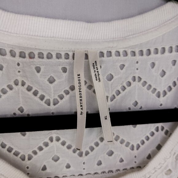Anthropologie Sustainable Lace Tank Size XL White Eyelet Coastal Feminine Beach - Picture 8 of 10